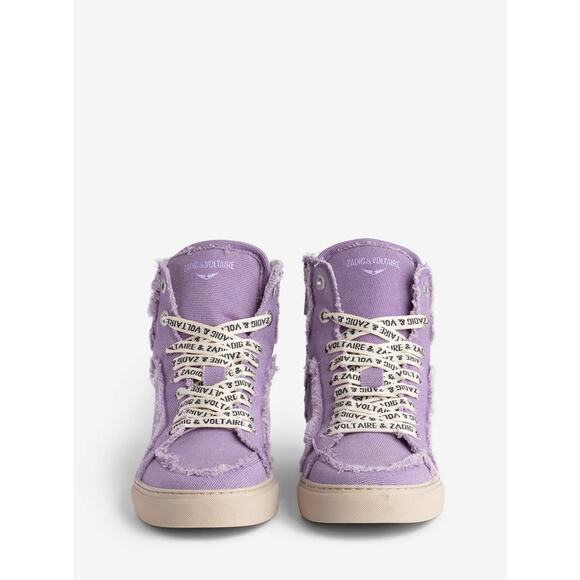 nib ZADIG & VOLTAIRE sz 39 / 9 Flash High top canvas sneaker in boomerang purple - Picture 2 of 5